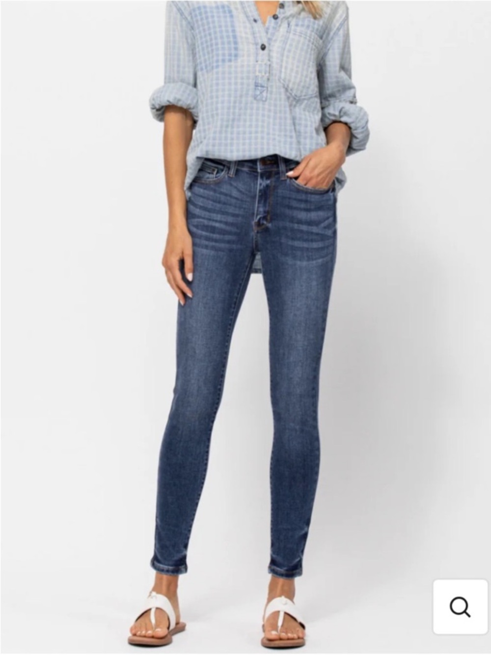 JUDY BLUE skinny fit jeans 5 pockets zip fly whiskering & fading blue size 28